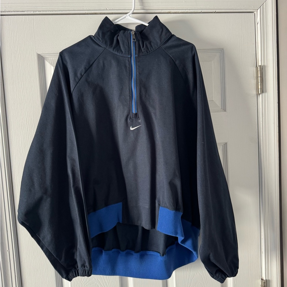 Nike Black and Blue Half-Zip Jacket